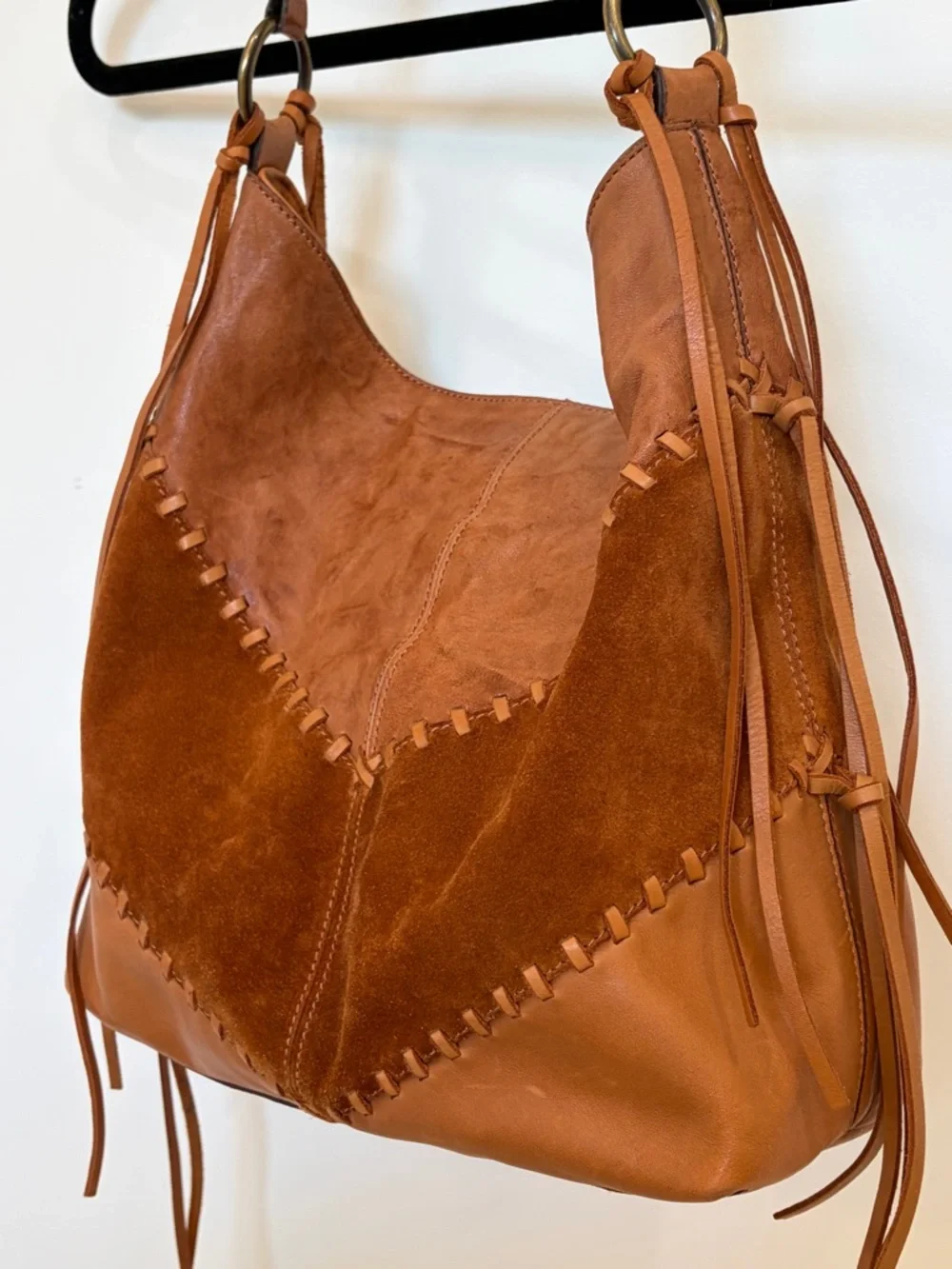Johnny Was Suede Leather Hobo Bag